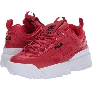 Fila RED LEATHER WEDGE LACE UP SNEAKERS SIZE 6